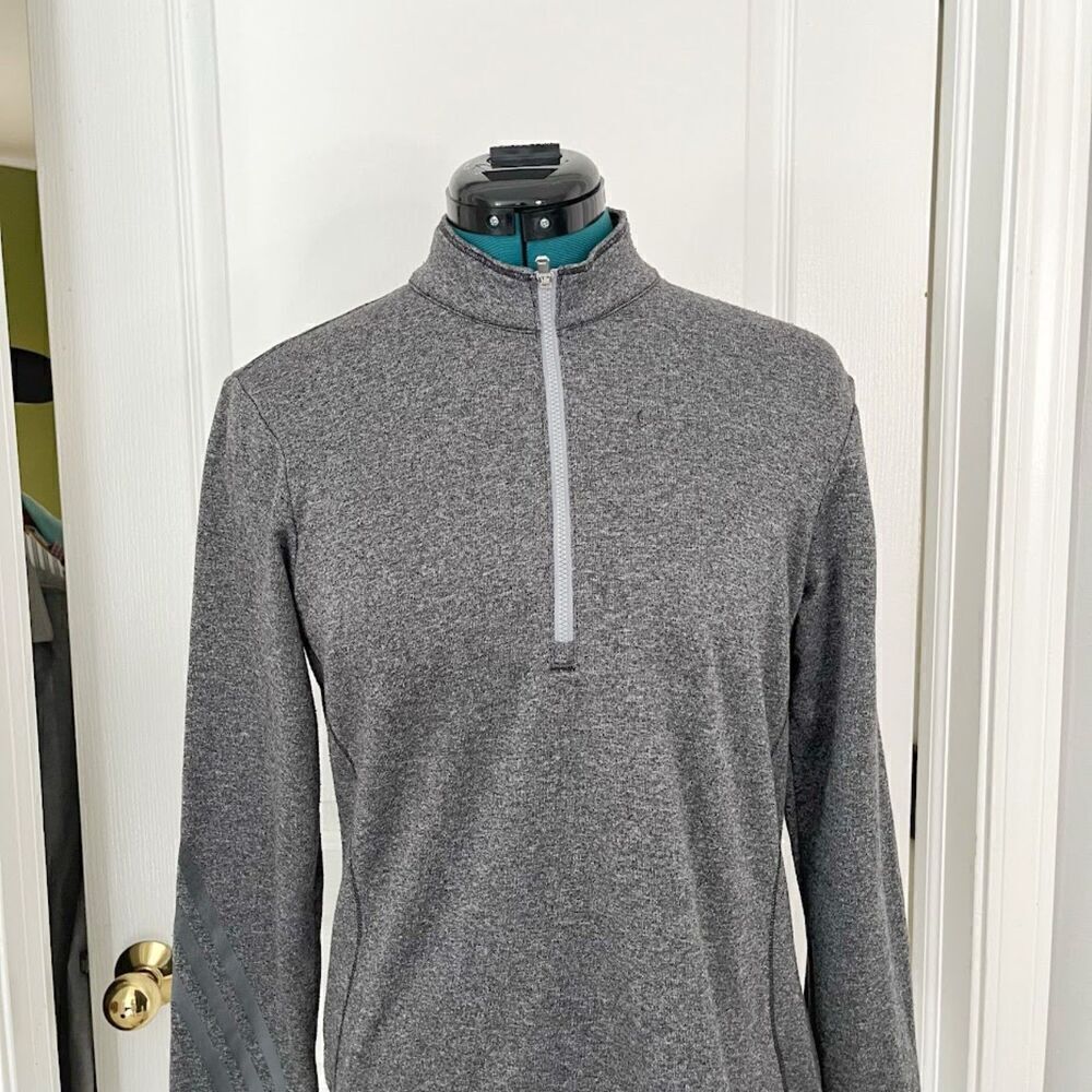 Adidas 1/2 Zip Long Sleeve Fitted Pullover Sweatshirt Jacket - Picture 4 of 14